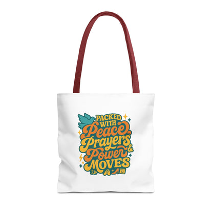 Peace Prayers Power Moves Tote Bag - Eco-Friendly Reusable Shopping Bag, Gift for Spiritual Friends, Motivational Gift, Stylish [...]