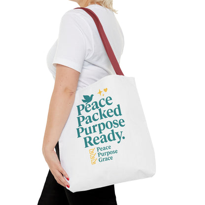 Motivational Tote Bag - Peace Packed Purpose Ready, Inspirational Eco-Friendly Bag, Gift for Friends, Stylish Everyday Use, Shopping, Gym