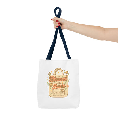 Blessed Not Basic Tote Bag, Trendy Eco-Friendly Canvas