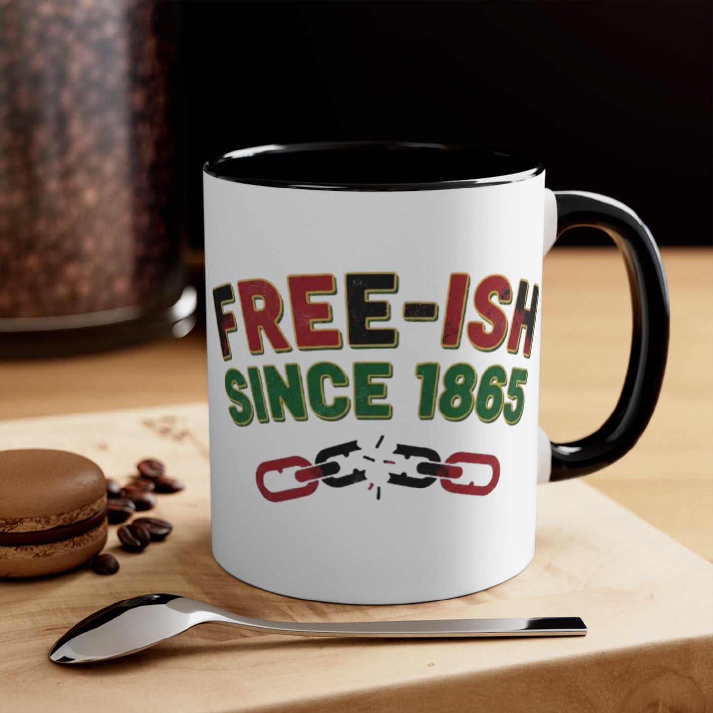 Free-ish Since 1865 Accent Mug — Funny Juneteenth Liberation Coffee Cup