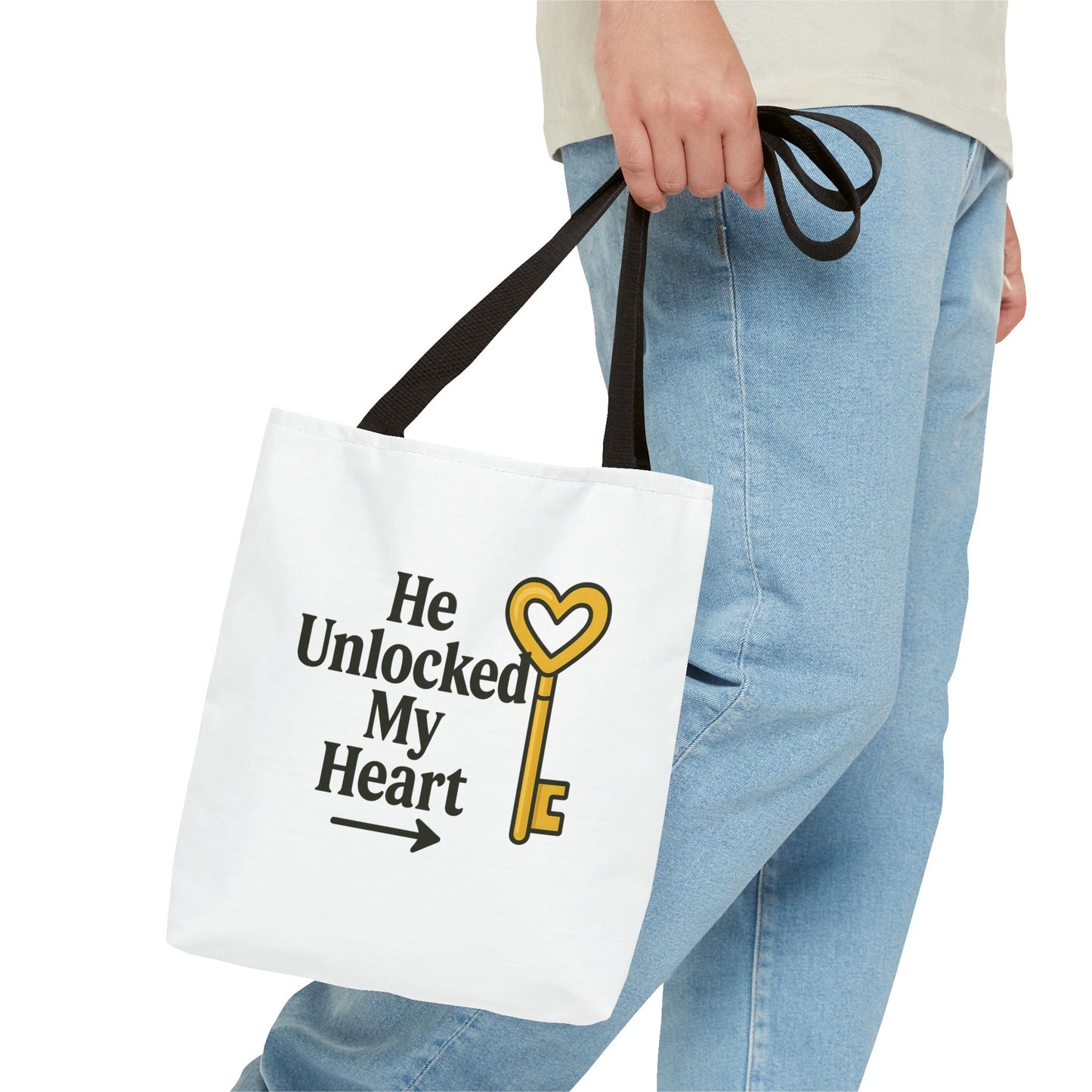 Heart Unlocking Quote Tote Bag, Valentine's Gift, Love Theme, Stylish Shoulder Bag, Perfect for Everyday Use, Cute Fashion Accessory
