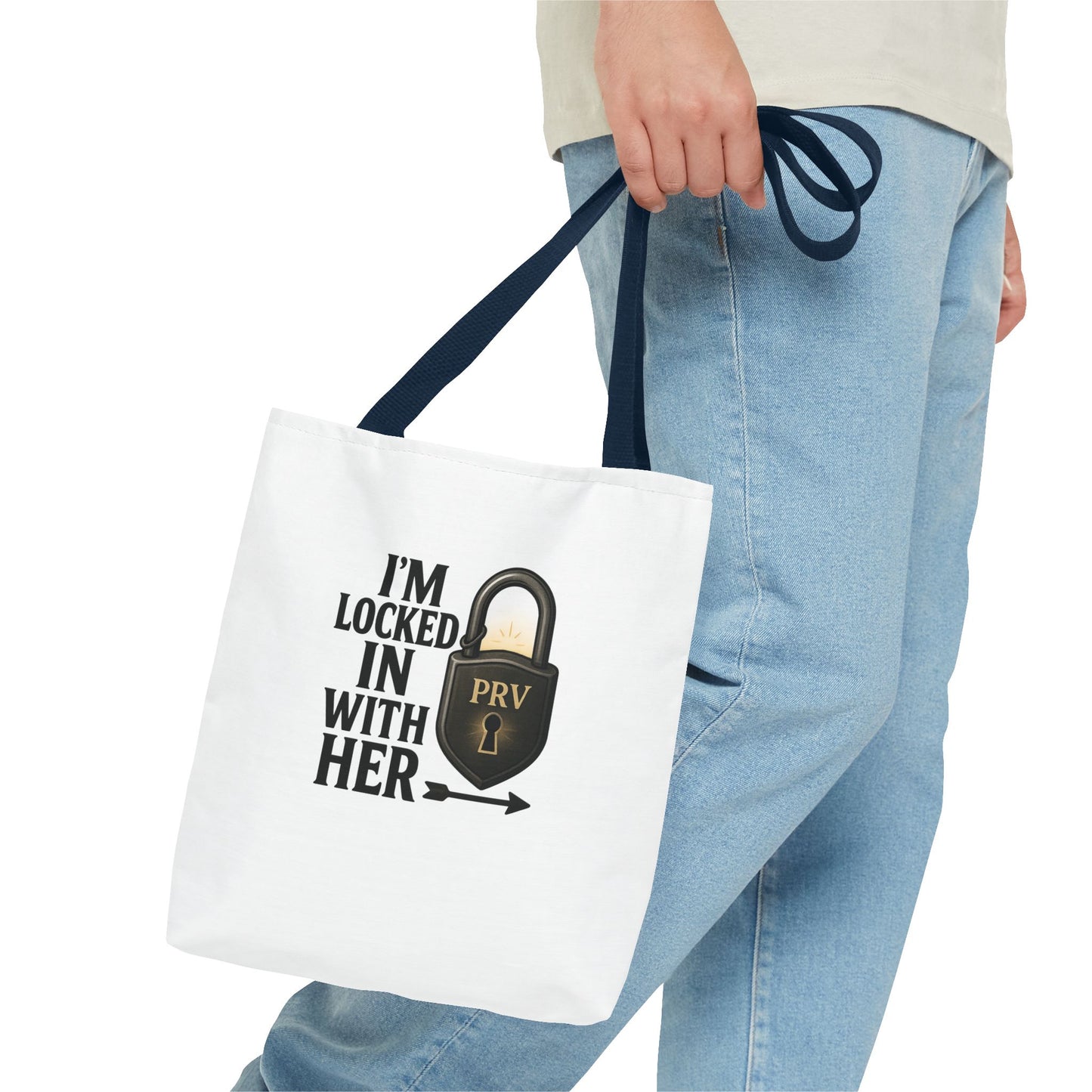 Locked In With Her Tote Bag, Funny Gift for Couples, Personalized Shopping Tote, Everyday Carryall, Unique Friendship Present