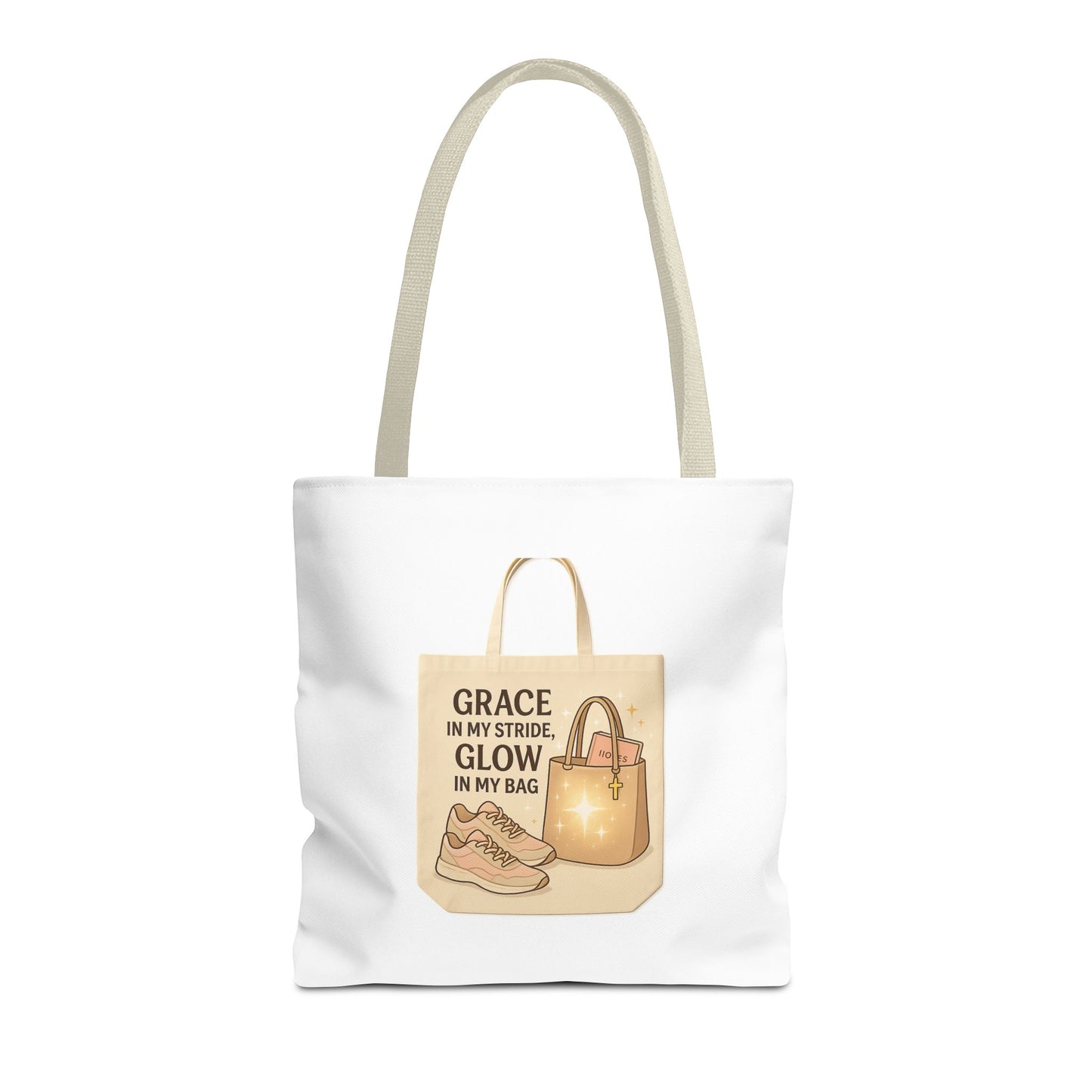 Chic Inspirational Tote Bag, Grace in My Stride Glow in My Bag, Motivational Gift, Daily Use, Eco-Friendly Shopping Bag, Trendy Handbag