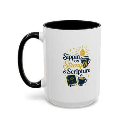 Inspirational Coffee Mug - Sippin' on Strength & Scripture - Perfect Gift for Coffee Lovers, Spiritual Growth, Daily Inspiration, [...]