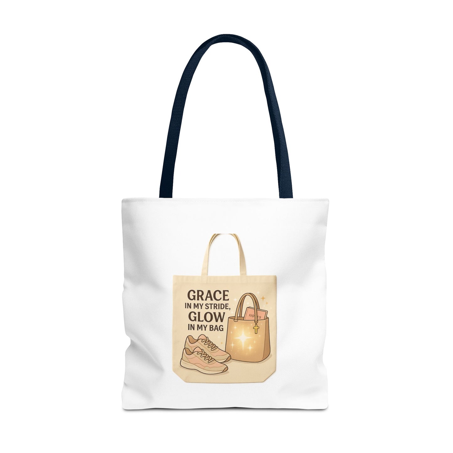Chic Inspirational Tote Bag, Grace in My Stride Glow in My Bag, Motivational Gift, Daily Use, Eco-Friendly Shopping Bag, Trendy Handbag