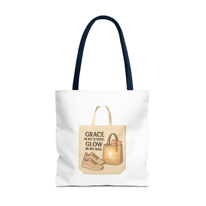 Chic Inspirational Tote Bag, Grace in My Stride Glow in My Bag, Motivational Gift, Daily Use, Eco-Friendly Shopping Bag, Trendy Handbag