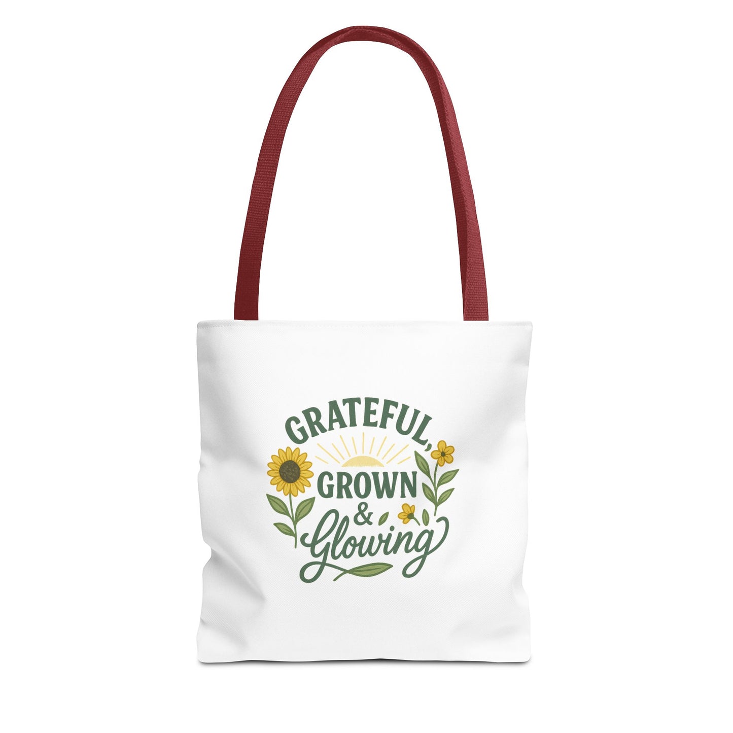 Grateful & Growing Tote Bag, Inspirational Gift, Eco-Friendly Shopper, Floral Design, Sunflower Tote, Everyday Use, Life's Little Joys