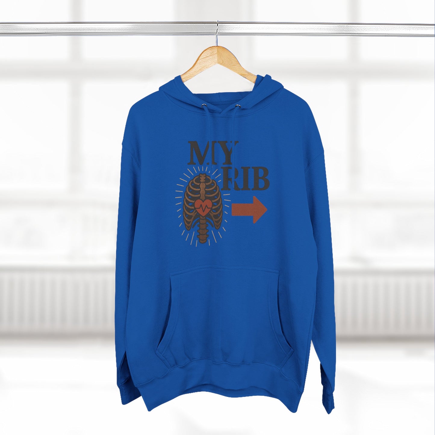 Heartfelt Rib Graphic Hoodie for Couples, Valentine's Day Gift, Matching Sweatshirt, Cozy Fleece, Romantic Style