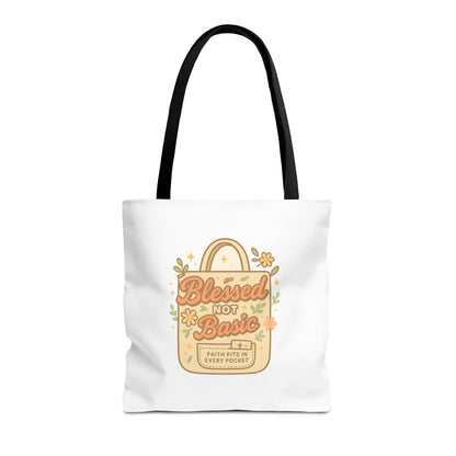 Blessed Not Basic Tote Bag, Trendy Eco-Friendly Canvas
