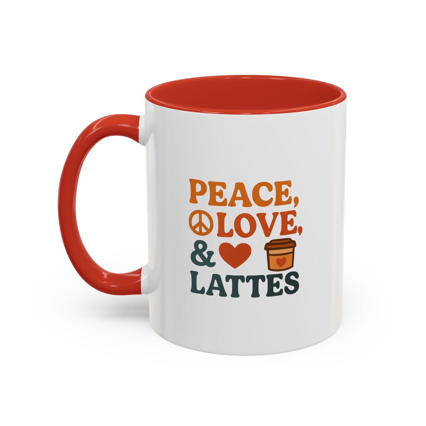 Peace, Love & Lattes Coffee Mug | Accent Mug for Coffee Lovers | Gift for Baristas, Friends, Home Decor, Kitchen Essentials