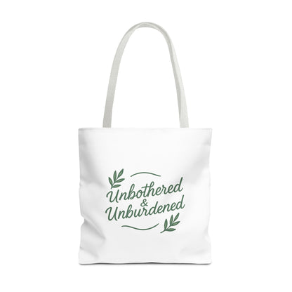 Unbothered & Unburdened Tote Bag, Everyday Tote, Eco-Friendly Bag, Gift for Her, Stylish Shopping Bag, Motivational Tote