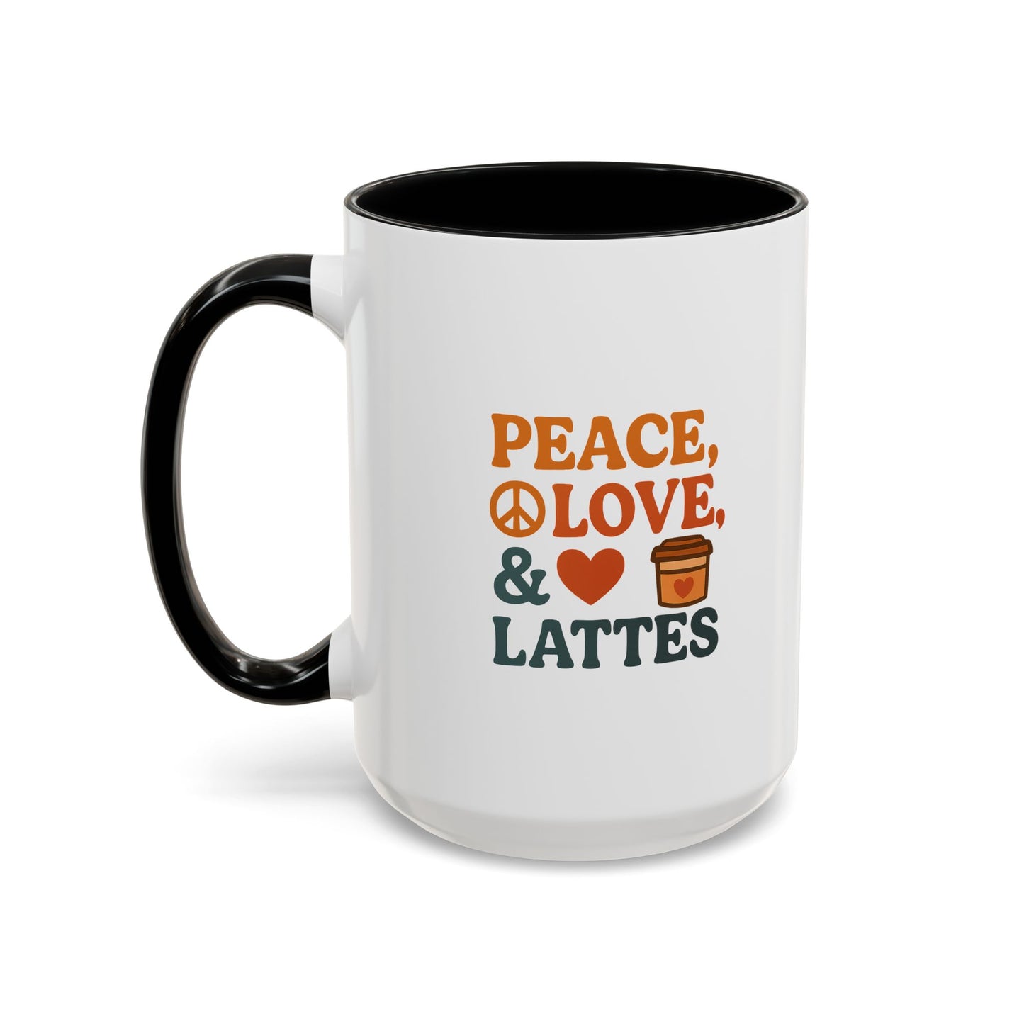 Peace, Love & Lattes Coffee Mug | Accent Mug for Coffee Lovers | Gift for Baristas, Friends, Home Decor, Kitchen Essentials