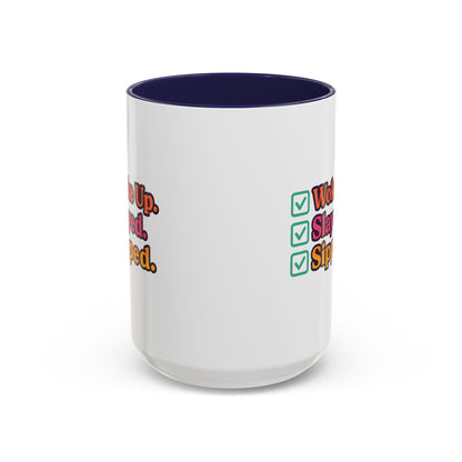 Woke Up Slayed Sipped Coffee Mug, Motivational Mug Gift, Fun Coffee Cup, Inspirational Office Mug, Morning Routine Mug
