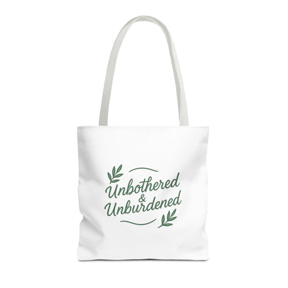 Unbothered & Unburdened Tote Bag, Everyday Tote, Eco-Friendly Bag, Gift for Her, Stylish Shopping Bag, Motivational Tote
