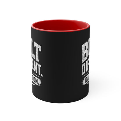 Built Different Dad Edition Accent Mug — Pink Interior Coffee Cup for Fathers, Father’s Day Gift