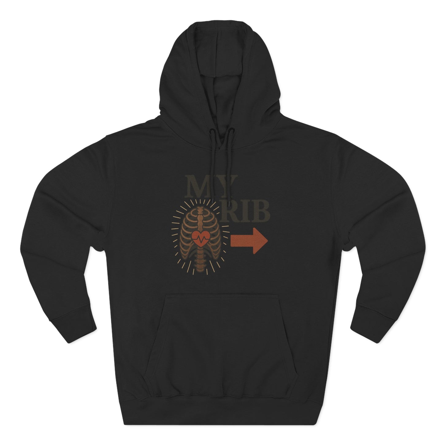 Heartfelt Rib Graphic Hoodie for Couples, Valentine's Day Gift, Matching Sweatshirt, Cozy Fleece, Romantic Style