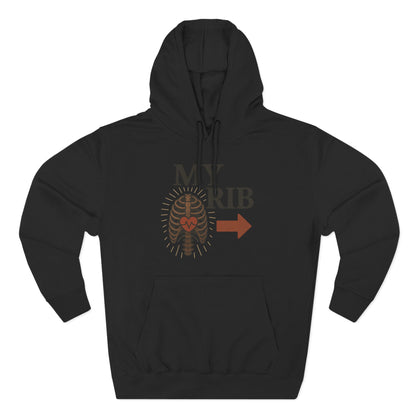 Heartfelt Rib Graphic Hoodie for Couples, Valentine's Day Gift, Matching Sweatshirt, Cozy Fleece, Romantic Style