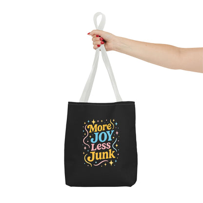 Joyful Tote Bag - More Joy Less Junk, Gift for Friends, Eco-Friendly Shopping Bag, Everyday Use, Inspirational Tote