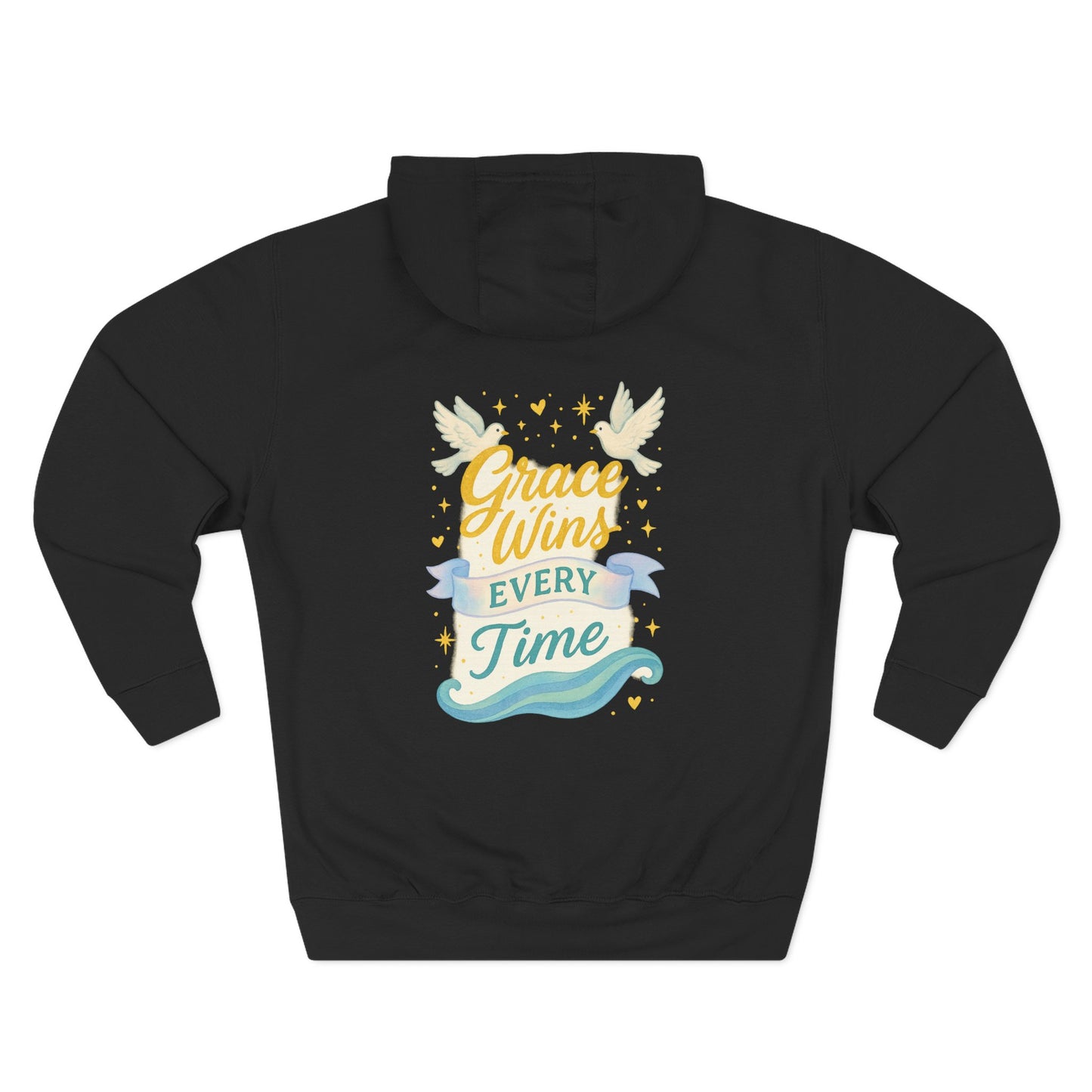 Grace Wins Fleece Hoodie | Inspirational Sweatshirt for Comfort and Faith, Perfect Gift for Prayer, Spiritual Growth, Casual Wear