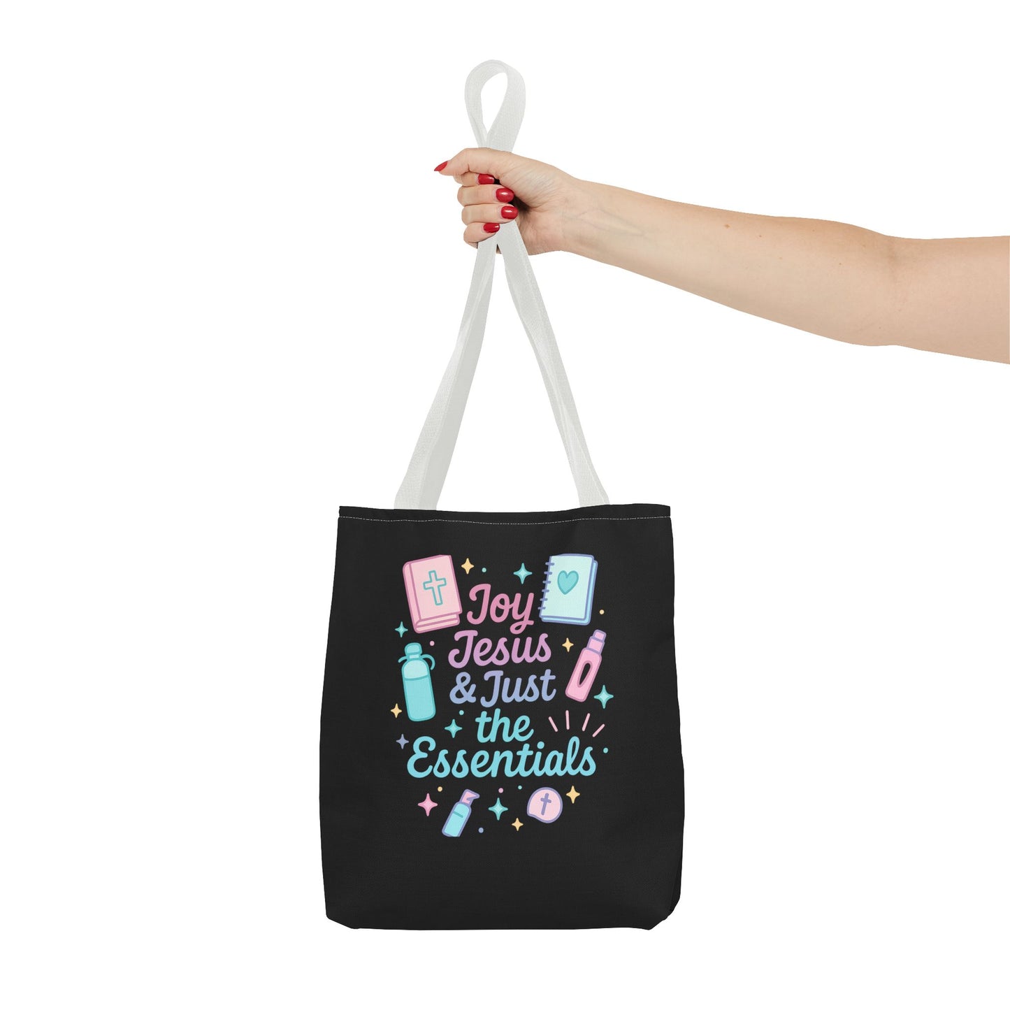 Joyful Essentials Tote Bag for Faith Lovers, Christian Canvas Bag, Unique Gift for Church, Bible Study, Everyday Use, Stylish Carryall