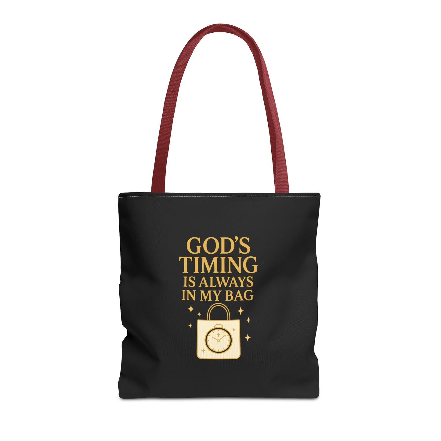 God's Timing Tote Bag | Motivational Bag for Everyday Use, Gift for Believers, Casual Tote for Work, School, and Travel