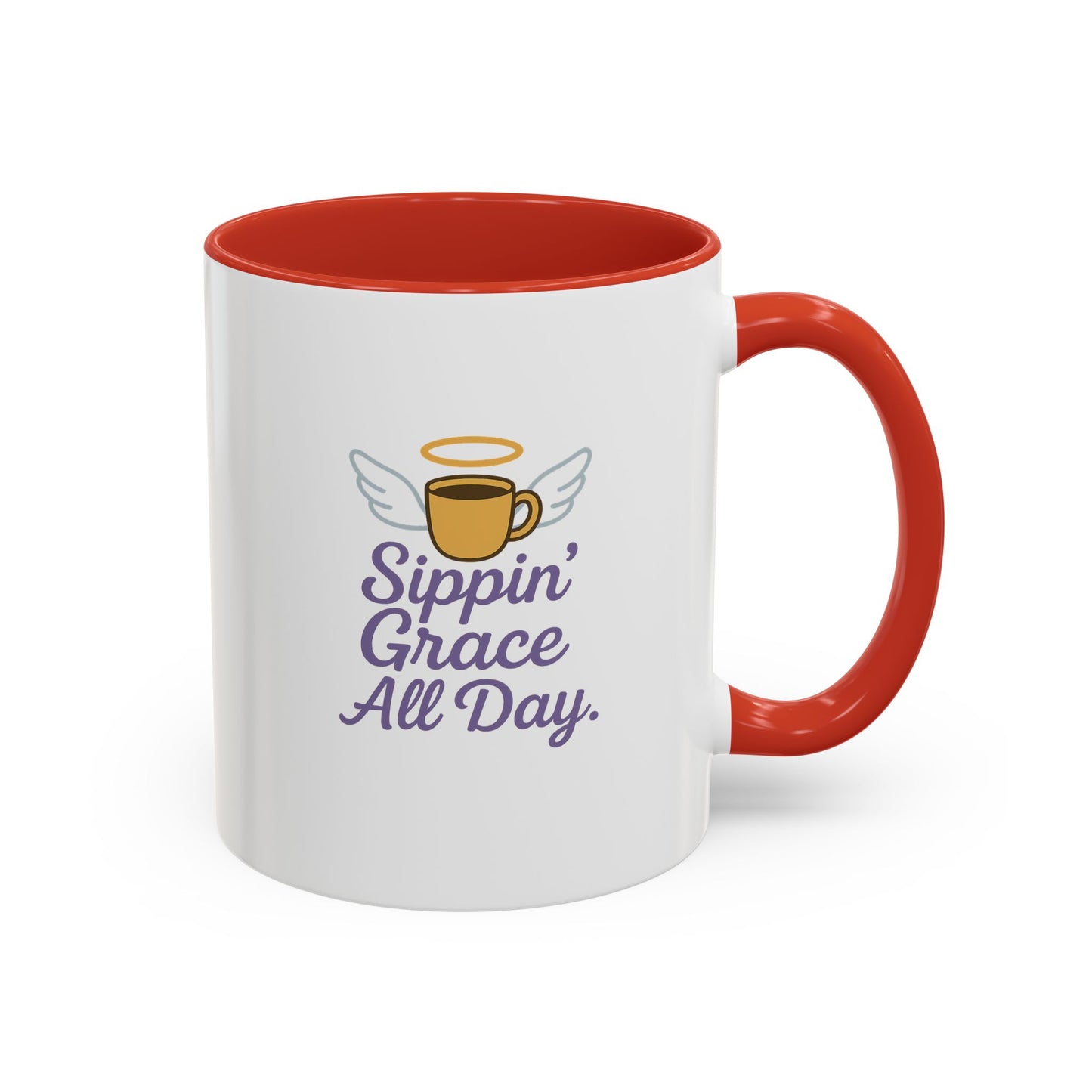 Sipping Grace Accent Coffee Mug | Stylish Gift for Coffee Lovers, Inspirational Mug, Office Décor, Unique Funny Coffee Cup