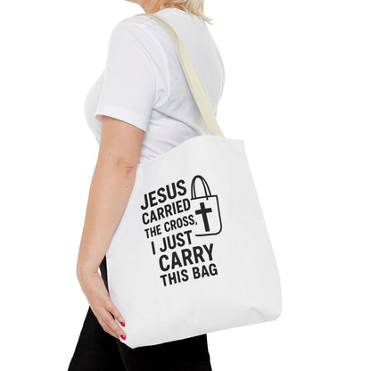 Christian Tote Bag - Jesus Carried the Cross, Everyday Use, Gift for Believers, Church Events, Eco-Friendly Shopping Bag