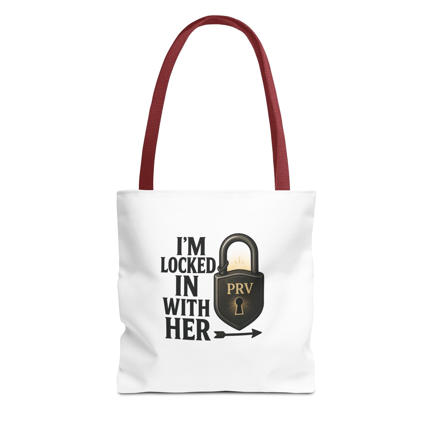 Locked In With Her Tote Bag, Funny Gift for Couples, Personalized Shopping Tote, Everyday Carryall, Unique Friendship Present