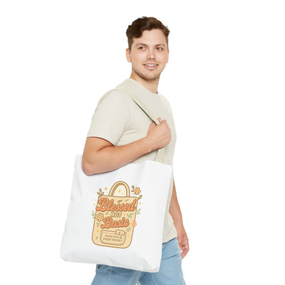 Blessed Not Basic Tote Bag, Trendy Eco-Friendly Canvas