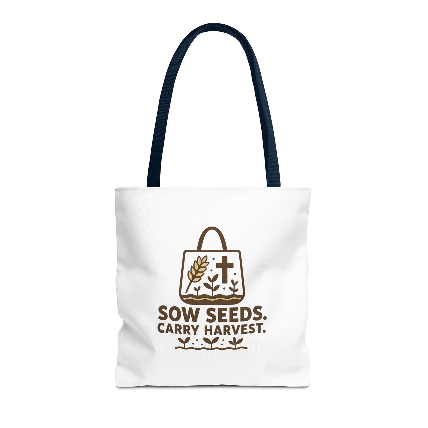Inspirational Tote Bag - "Sow Seeds. Carry Harvest." - Eco-Friendly, Beach Bag, Gift for Gardeners, Reusable Shopping, Faith Journey