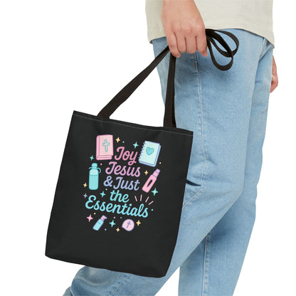 Joyful Essentials Tote Bag for Faith Lovers, Christian Canvas Bag, Unique Gift for Church, Bible Study, Everyday Use, Stylish Carryall