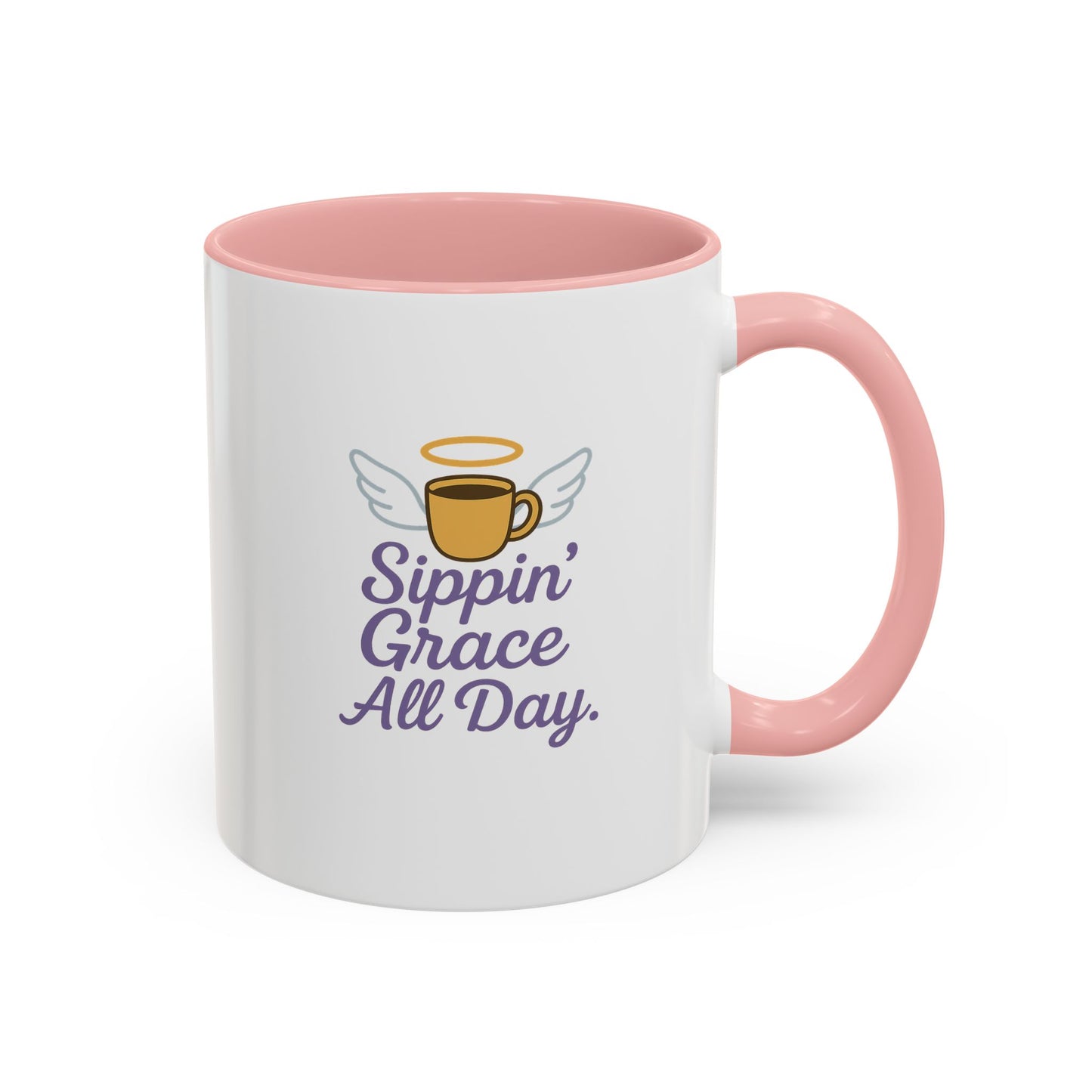 Sipping Grace Accent Coffee Mug | Stylish Gift for Coffee Lovers, Inspirational Mug, Office Décor, Unique Funny Coffee Cup