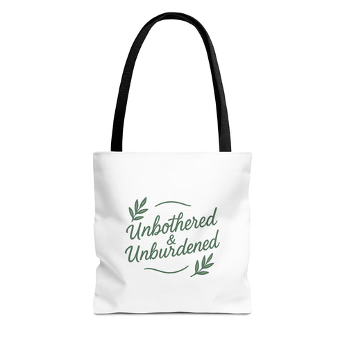 Unbothered & Unburdened Tote Bag, Everyday Tote, Eco-Friendly Bag, Gift for Her, Stylish Shopping Bag, Motivational Tote