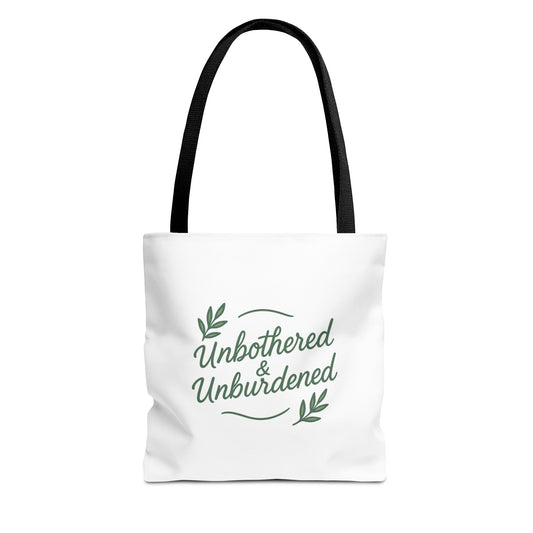 Unbothered & Unburdened Tote Bag, Everyday Tote, Eco-Friendly Bag, Gift for Her, Stylish Shopping Bag, Motivational Tote
