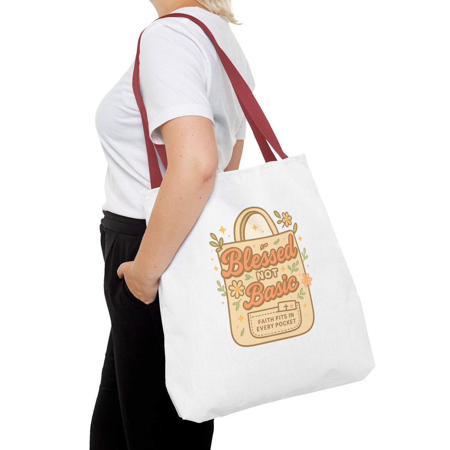 Blessed Not Basic Tote Bag, Trendy Eco-Friendly Canvas