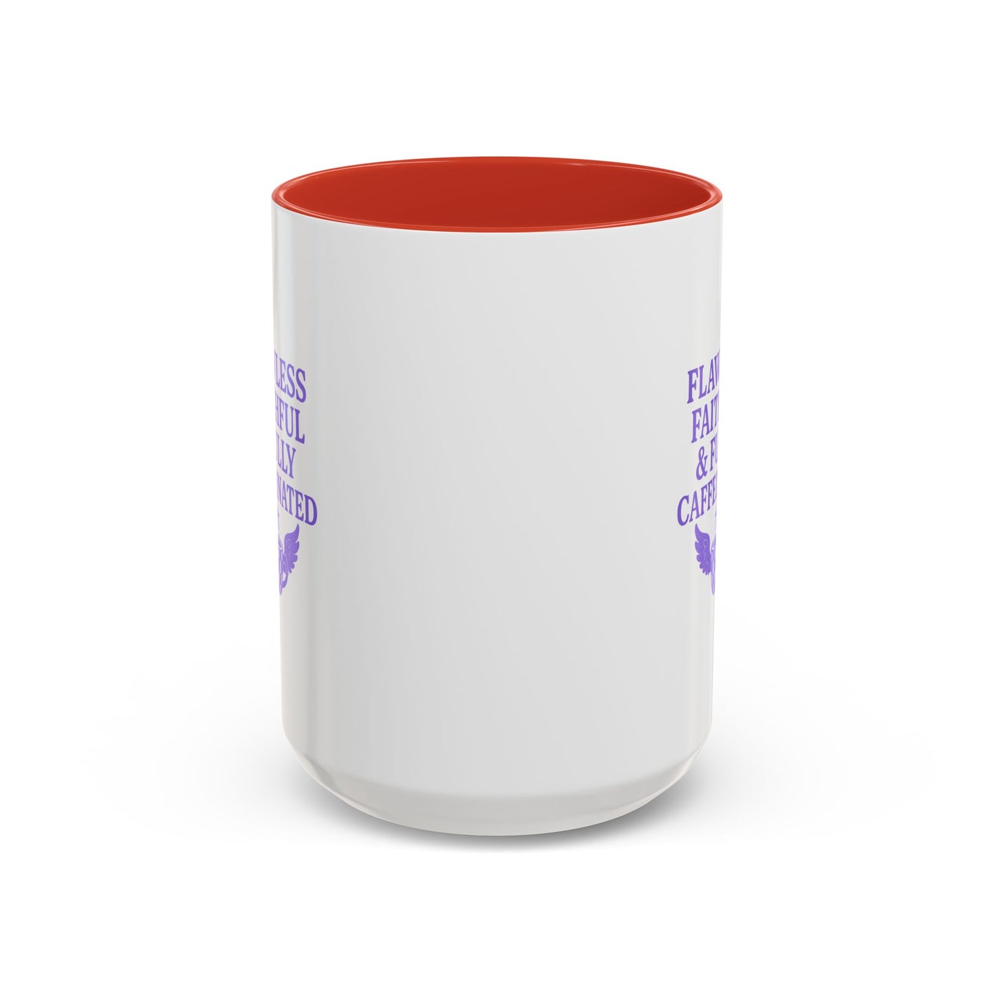 Flawless & Fully Caffeinated Accent Coffee Mug for Faithful Friends, Inspirational Gift, Morning Motivation Cup, Bible Lover's Mug
