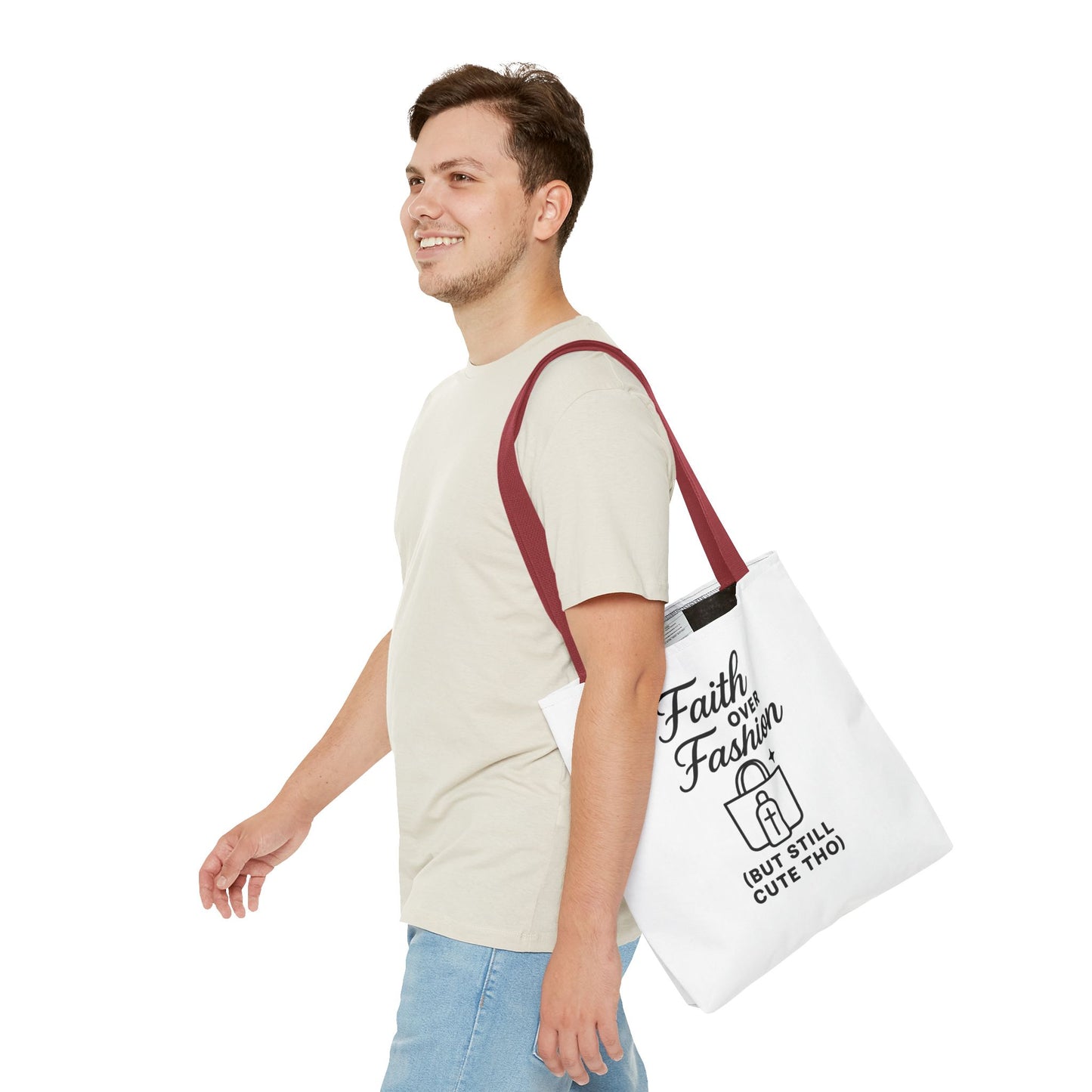 Faith Over Fashion Tote Bag - Stylish Everyday Carry, Eco-Friendly Shopping Bag, Gift for Fashion Lovers, Christian Tote, Positive Vibes