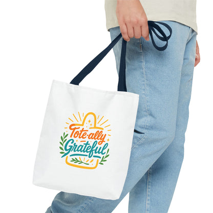 Grateful Tote Bag, Eco-Friendly Shopping Bag, Gift for Mom, Stylish Carry-All, Perfect for Summer Adventures