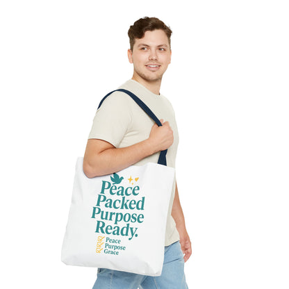 Motivational Tote Bag - Peace Packed Purpose Ready, Inspirational Eco-Friendly Bag, Gift for Friends, Stylish Everyday Use, Shopping, Gym