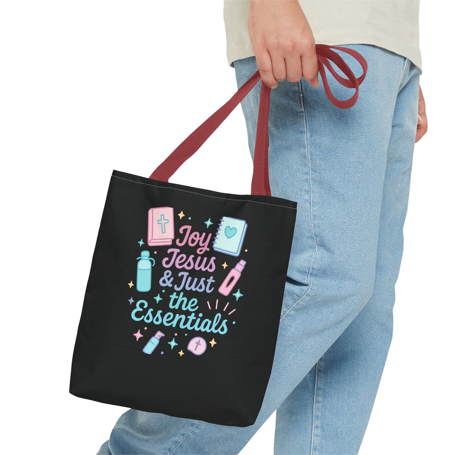 Joyful Essentials Tote Bag for Faith Lovers, Christian Canvas Bag, Unique Gift for Church, Bible Study, Everyday Use, Stylish Carryall