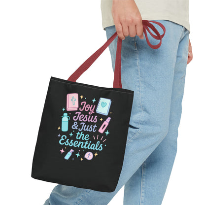 Joyful Essentials Tote Bag for Faith Lovers, Christian Canvas Bag, Unique Gift for Church, Bible Study, Everyday Use, Stylish Carryall