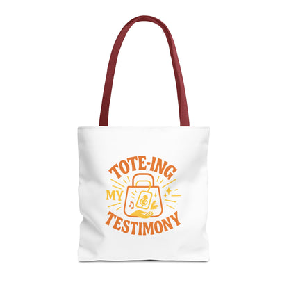 Testimony Tote Bag - Stylish AOP Bag for Daily Use, Perfect for Church, Casual Outings, or Gifts, Christian Tote, Inspirational Bag