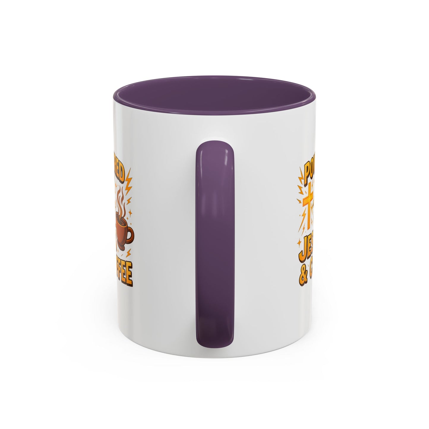 Coffee Lover's Accent Mug - Powered by Jesus & Coffee, Inspirational Drinkware, Christian Gift, Coffee Enthusiast, Religious Mug, [...]