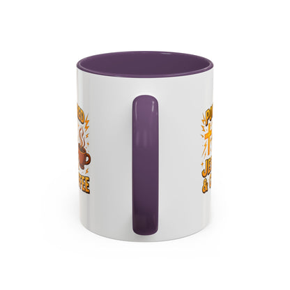 Coffee Lover's Accent Mug - Powered by Jesus & Coffee, Inspirational Drinkware, Christian Gift, Coffee Enthusiast, Religious Mug, [...]