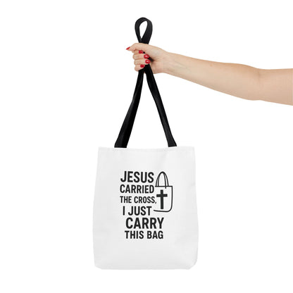 Christian Tote Bag - Jesus Carried the Cross, Everyday Use, Gift for Believers, Church Events, Eco-Friendly Shopping Bag