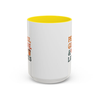 Peace, Love & Lattes Coffee Mug | Accent Mug for Coffee Lovers | Gift for Baristas, Friends, Home Decor, Kitchen Essentials