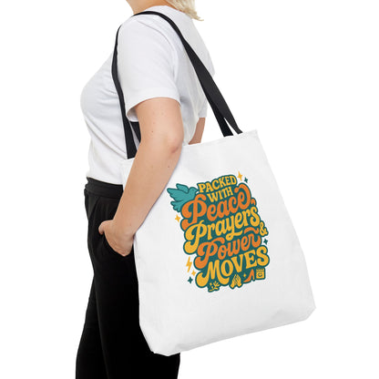 Peace Prayers Power Moves Tote Bag - Eco-Friendly Reusable Shopping Bag, Gift for Spiritual Friends, Motivational Gift, Stylish [...]