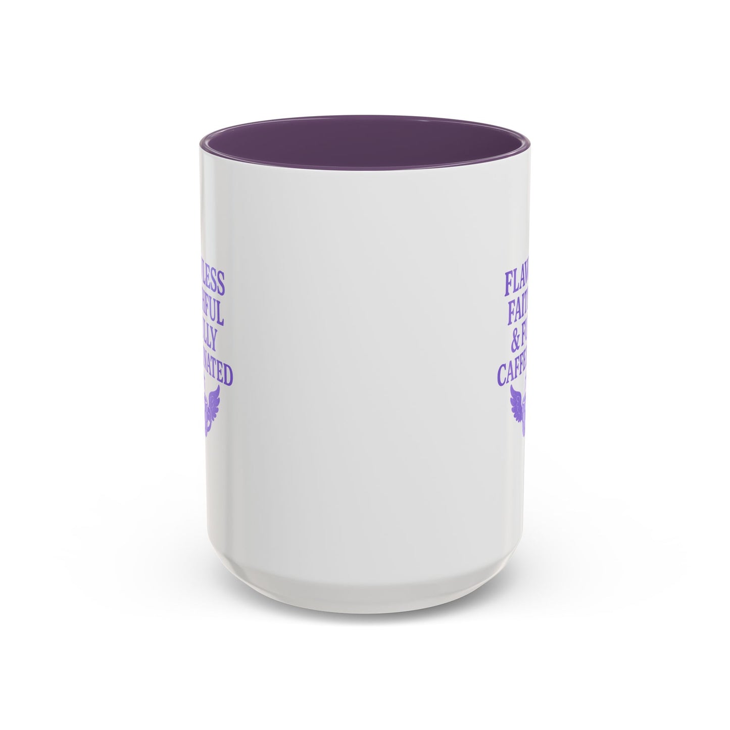 Flawless & Fully Caffeinated Accent Coffee Mug for Faithful Friends, Inspirational Gift, Morning Motivation Cup, Bible Lover's Mug