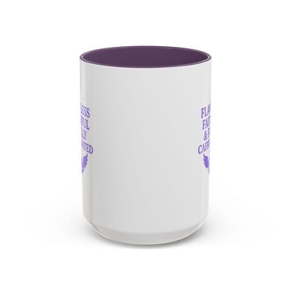Flawless & Fully Caffeinated Accent Coffee Mug for Faithful Friends, Inspirational Gift, Morning Motivation Cup, Bible Lover's Mug