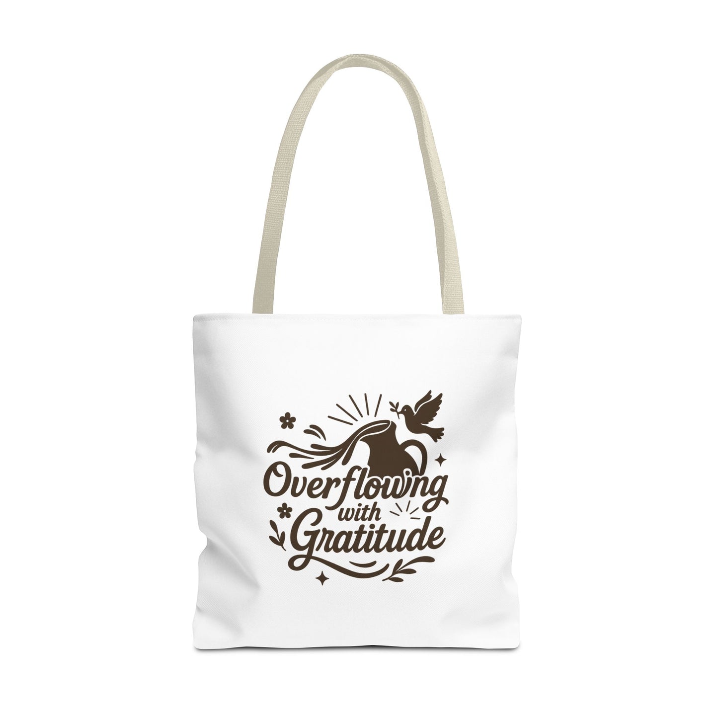 Overflowing with Gratitude Tote Bag - Eco-Friendly, Reusable Shopping Bag, Gift for Friends, Thank You Gift, Inspirational Design